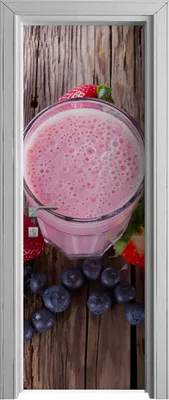 Produktbild von Tür Selbstklebende 70x210 cm Türfolie Türtapete Klebefolie - Milch Erdbeeren Heidelbeeren