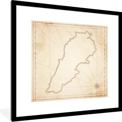Produktbild von MuchoWow® Gerahmtes Poster Illustration einer Karte des Libanon 40x40 cm - Poster mit Schwarzem Bilderrahmen Wandposter Rahmen Foto Bilder - Poster - Plakat im Rahmen