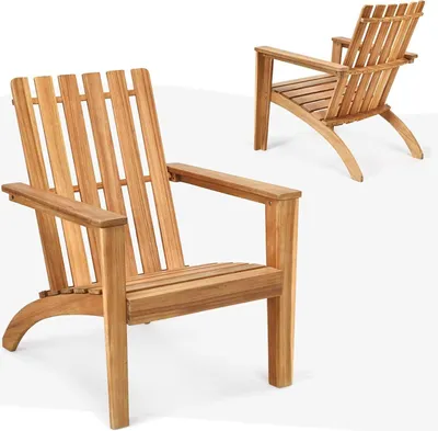 Obrázek produktu pro KOMFOTTEU Židle Adirondack z akátového dřeva, zahradní židle s opěradlem a područkami, ergonomická dřevěná židle, zahradní židle do 160 kg