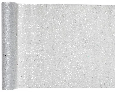 Produktbild von Tischläufer Tüll Glitzer silber 5m