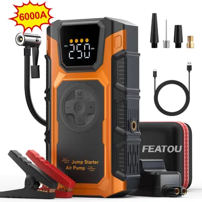 Image de Démarreur de voiture portable - 6000A (courant de pointe) - 12000 mAh - 12V - Orange