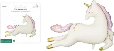 Produktbild von Magischer Einhorn-Folienballon mit Gold- und Regenbogenglanz 113x83cm