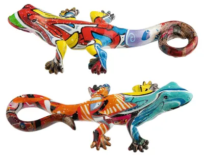 Produktbild von Gilde Figur, Gecko, "Street Art", Graffiti, Kunstharz, mehrfarbig, VE 6, 2 Stück wie abgebildet,, L. 7 cm, B. 14 cm, H. 4 cm 37536 /Abverkauf nur solange Vorrat reicht
