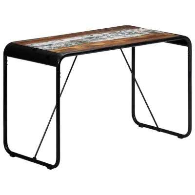 Image de Table de salle à manger "Piding" en bois massif recyclé et acier revêtu par poudre en marron, noir. Dimensions (L/L/H) 118x60x76 cm
