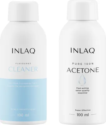 Zdjęcie produktu dla INLAQ Zmywacz 100% Pure i Odtłuszczacz do Paznokci Hybryd 2x 100ml