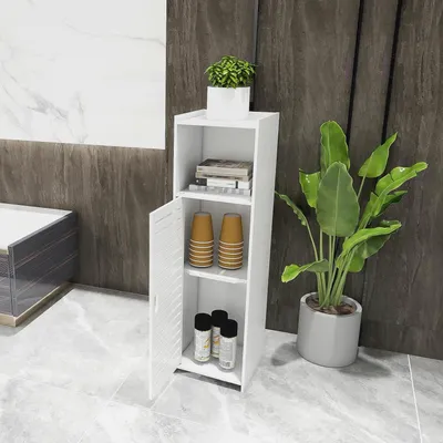 Produktbild von Kleiner Badezimmerschrank, schmaler, seitlicher Badezimmerschrank - 25 * 22 * 80 cm - Weiß