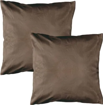 Produktbild von Doppelpack Kissenhüllen 40cm x 40cm Samt Kissenbezug Kissenbezüge Sofakissen Hülle Dekokissen Bezüge Wohnzimmer 2 Stück Dunkelbraun