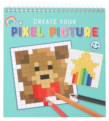 Pixel-Malbuch, 24 Seiten, Ringbindung, 16,7 x 14,9 x 1,7 cm