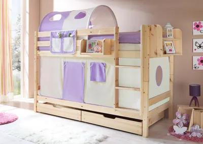 Produktbild von Etagenbett "Marcel" Kiefer Natur Classic (Beige-Lila)