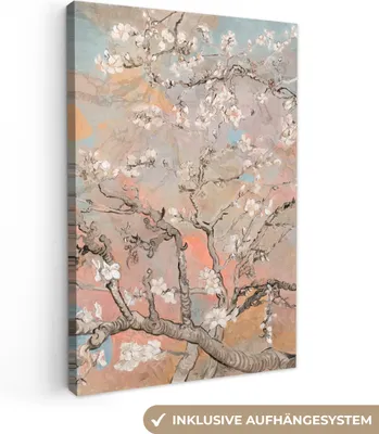 Produktbild von MuchoWow® - Leinwandbilder - Mandelblüte - Kunst - Van Gogh - Pastell, Wandbild, Wanddeko Bilder Wohnzimmer, 40x60 cm
