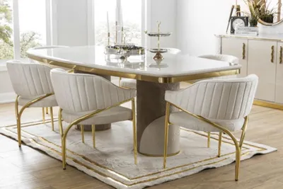 Immagine prodotto di Mobili per la sala da pranzo tavolo con 6 sedie in metallo gruppo 7pcs metallo