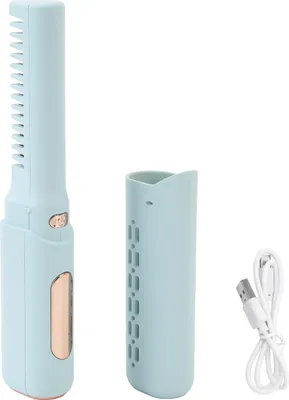 Image de Mini lisseur rechargeable 3 températures réglables 2000mAh anti-fente type C sans fil pour tous les types Bleu ciel