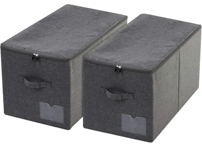 Productafbeelding van Opbergmand, set van 2, inklapbaar, wasbaar, 56*32*33 cm (2 stuks), zwart/grijs