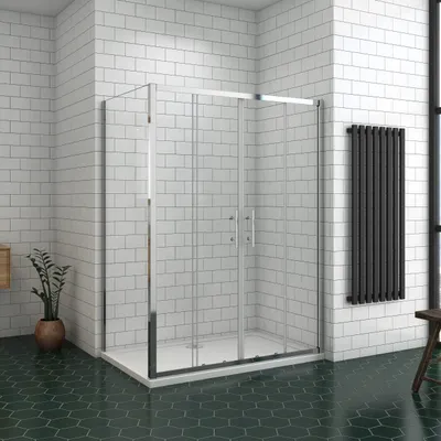 Produktbild von 140X70X190cm U-Duschkabine Eckeinstieg Duschabtrennung Schiebetür Duschtür mit 5mm Sicherheitsglas