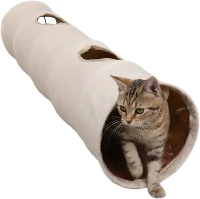 Produktbild von Faltbar Katzentunnel Rascheltunnel Spieltunnel 120cm Katzenspielzeug Tunnel mit Plüschball