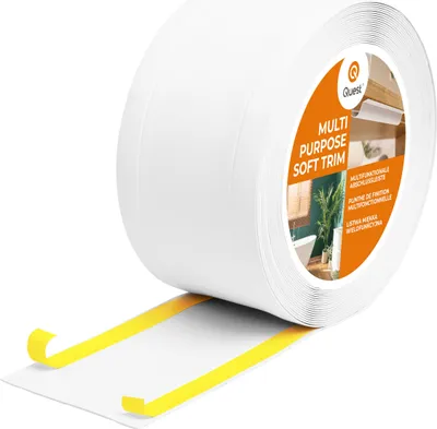 Zdjęcie produktu dla QUEST Listwa wykończeniowa W1 z PCV 6w1 1x120mm, 25m samoprzylepna, maskująca elastyczna listwa podłogowa, ścienna, biały