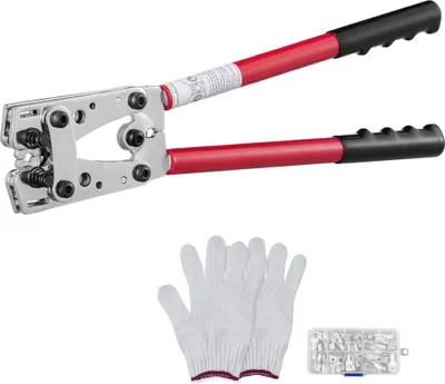 Produktbild von Crimpzange Kabelschuhzange 6-50 mm² - Batteriekabel-Crimpzange 10-1/0 AWG - Batterieklemmen-Crimper - Crimpwerkzeug mit 6 Größen - Kupferringklemmen-Crimpzange Presszange Rohrkabelschuh Zange