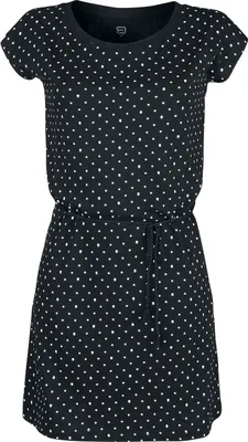 Produktbild von RED by EMP Damen schwarzes Kleid mit Taillengürtel und Pünktchen XXL