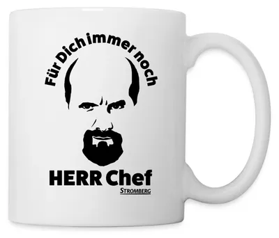 Produktbild von Spreadshirt Stromberg Outline Gesicht Mit Spruch Herr Chef Tasse, One size, Weiß
