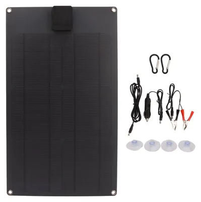 Zdjęcie produktu dla Zestaw paneli słonecznych, 25 W, 5 V, 18 V, podwójne wyjście, wysoka sprawność, wodoodporna ładowarka akumulatorów do samochodu, łodzi, przyczepy i kampera