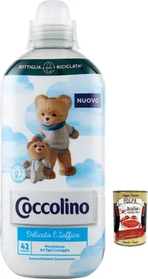 Produktbild von Coccolino Delicato e Soffice,Weichheit bei jeder Wäsche,Konzentrierter Weichspüler,42 Wäschen, 980ml + e Italian Gourmet Polpa di Pomodoro 400g Dose
