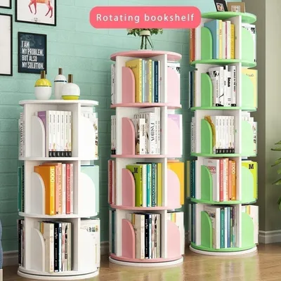 Produktbild von BTSunotr rotierendes Bücherregal, 3/4/5/6-Tier 360 ° Stehbuchregal Speicher, stapelbarer Organisator, Ausstellungsschrank Schlafzimmer, Wohnzimmer (we