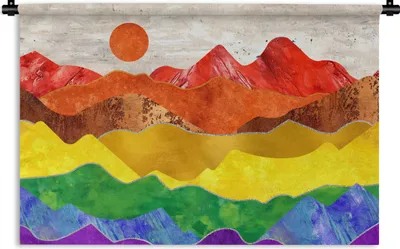 Produktbild von MuchoWow® Wandteppich Wandbehang Stolz - Regenbogen - Marmor 60x40 cm Tapisserie Dekoration Wandtuch - Wanddekorationen