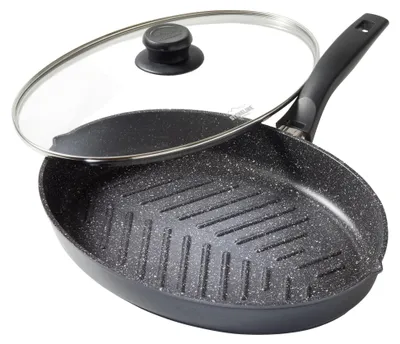Image de STONELINE® poêle à poisson et escalope ovale 35x24 cm | avec couvercle