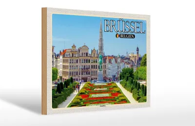 Produktbild von Holzschild Reise 30x20cm Brüssel Belgien Kunstberg Geschenk