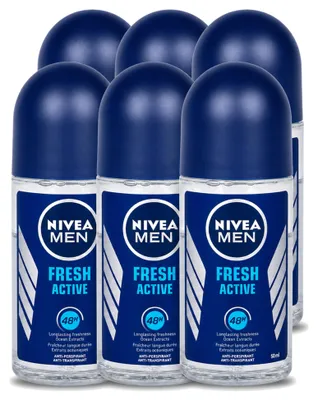 Obrázok produktu pre 6 x NIVEA MEN Fresh Active antiperspirant vo forme roll-onu, 50 ml - výhodný balík - 6 kusov