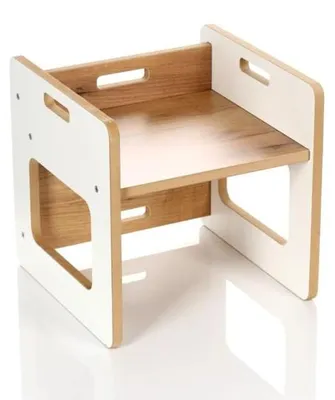 Produktbild von Kids Helper Kinderstuhl Weiß Eiche Holzstuhl Ergonomisch Montessori Kindermöbel MDF