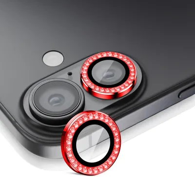Produktbild von Kamera Linsenschutz Glas Set mit Schmucksteinen für Apple iPhone 17 Schutzglas Camera Linse Panzerfolie 9H Rot