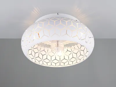 Produktbild von Deckenleuchte mit Ventilator und Fernbedienung, Weiß mit Dekorstanzung & E27 LED