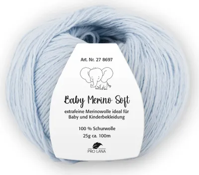 Produktbild von Pro Lana Baby Merino soft 25 g Wolle Extraweiche Schurwolle für Babys 100 m, Farbe:056 - hellblau