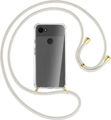 Produktbild von Handykette Backcover-Schutzhülle mit Band (Metall goldfarben) für Google Pixel 3a XL - broken white