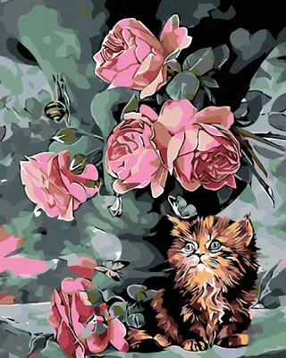 Produktbild von Diamondi - Diamond painting - KLEINES KÄTZCHEN IN BLÜTEN, 40X50 cm, mit Keilrahmen (bereits gespannt)