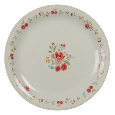 Produktbild von Clayre & Eef Frühstücksteller Ø 20 cm Beige Rosa Keramik Rosen