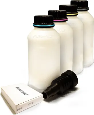 Produktbild von 4x Eurotone Nachfüll Pulver Alternative + 4x Chip für HP CE310A-13A / CE310A 126A Black Schwarz / CE311A Blau Cyan / CE313A Rot Magenta / CE312A Gelb Yellow