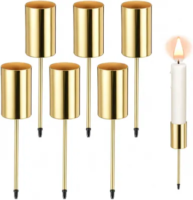 Imagen del producto de Soportes para velas para corona de Adviento, color dorado, 2,5 cm, juego de 6 unidades, decoración navideña