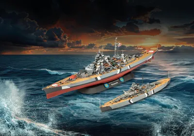 Produktbild von Revell REV5637 Geschenkset The Legendary Bismarck (1:700&1:1200)
