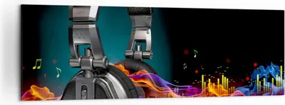 Produktbild von Bild auf Leinwand - Leinwandbild - Feuer Audio Kopfhörer - 160x50cm - Wand Bild - Wanddeko - Leinwanddruck - Bilder - Kunstdruck - Wanddekoration - Leinwand bilder - Wandkunst - AB160x50-2653