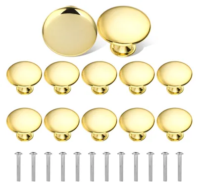 Produktbild von 12 Möbelknöpfe, Schranktürknöpfe mit Schrauben, 30 mm Schrankknöpfe, moderne runde Schubladengriffe im Vintage-Stil, Kommodenknöpfe für Schubladen, Schränke, Küchenschränke, Kleiderschränke (gold)