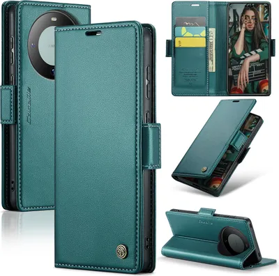 Obrázek produktu pro Huawei Mate 60 Pro Pouzdro, RFID Blokování Karet, Pokročilé Flip Kožené Pouzdro s Funkcí Stojánku pro Huawei Mate 60 Pro zelené