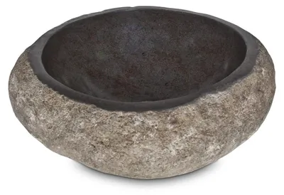 Produktbild von Top Serie Flussstein Handwaschbecken Naturstein Waschschale Stein Findling Natur Grau ca.40-45 cm