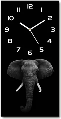 Produktbild von Wanduhr aus Glas – 30x60 cm - Glasbild - Glasuhr - Gehärtetes Glas -Afrikanischer Elefant