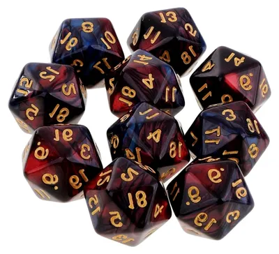 Produktbild von 10 Packungen D20 Mehrseitige Würfel für Rollenspiele und Mathematikunterricht, Schwarz
