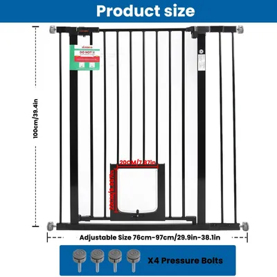 Produktbild von Treppengitter und Türschutzgitter - Kinderschutzgitter für Baby und Haustier - Klemmbefestigung Ohne Bohren - Selbstschließend - Metall - 76-97 cm