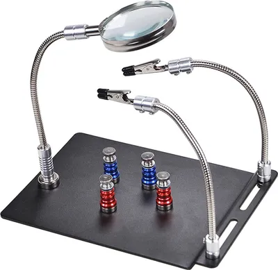 Produktbild von 3er Magnetische Löthilfe mit Lupe – Dritte Hand zum Löten und Reparieren von Leiterplatten