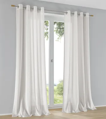 Vorhang mit Querstreifen, 135x245 cm, 2 Stück, Polyester, weiß