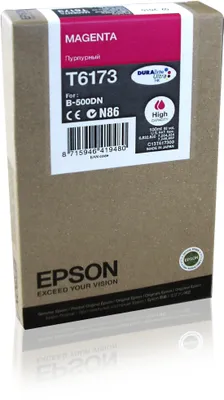 Obrázek produktu pro Epson ink tank Magenta T6173 DURABrite Ultra Ink (high capacity), Vysoká (XL) výtěžnost, Purpurová, Inkoust na pigmentové bázi, 100 ml, 1 kusů